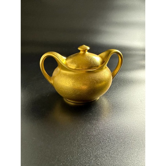 Vintage Osborne Chicago Fine China Sugar Bowl 24 K Gold Plated Etched Signed - Picture 2 of 12